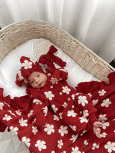 Load image into Gallery viewer, Heirloom Poppy Frill Knit Blanket - Red Posy