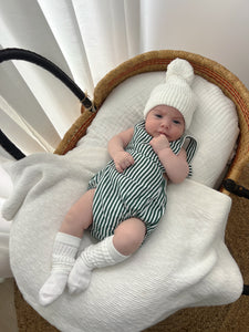 Candy Stripe Cross Back Romper - Green