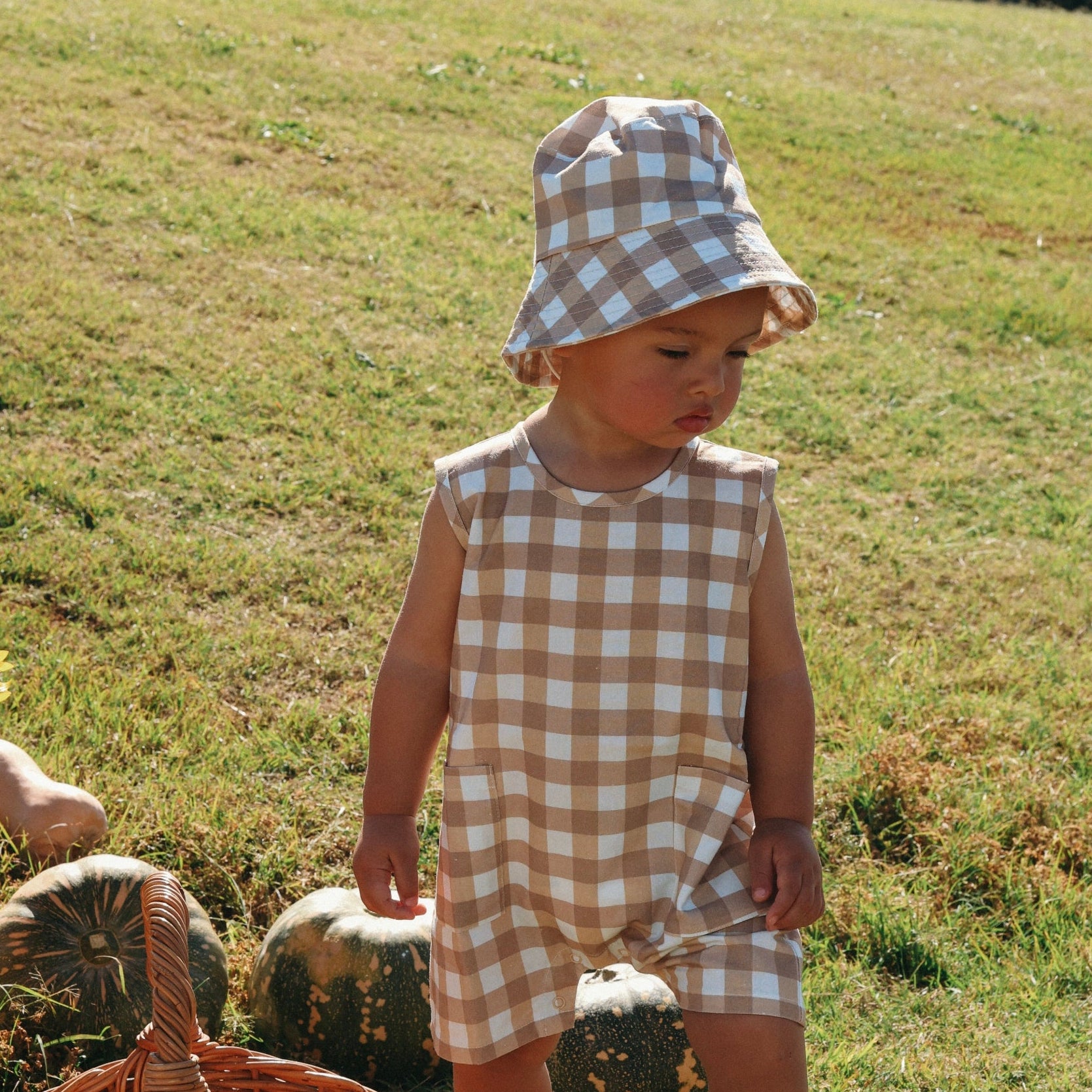 Toffee Gingham Bucket Hat