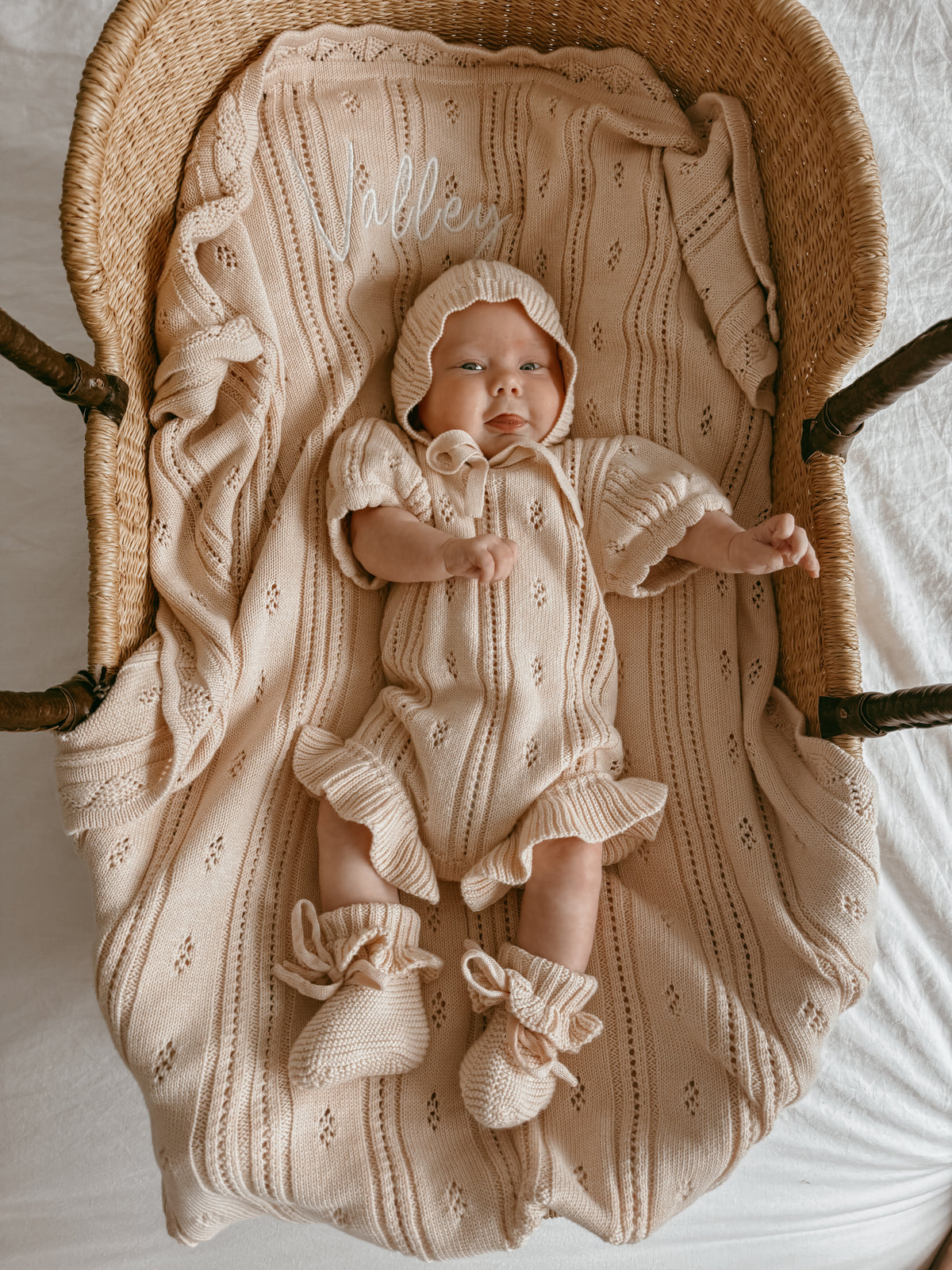Margot Heirloom Knit Blanket - Pink Lemonade