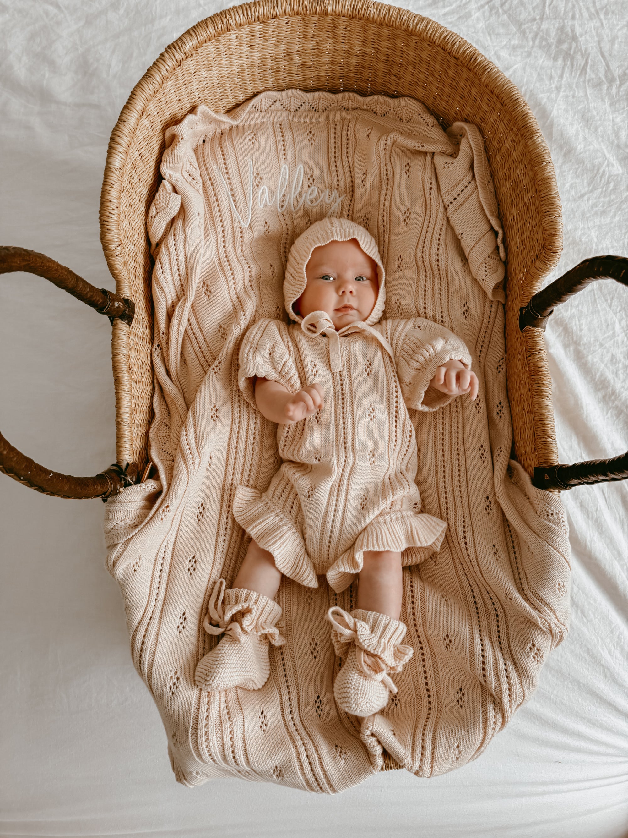 Margot Heirloom Knit Blanket - Pink Lemonade