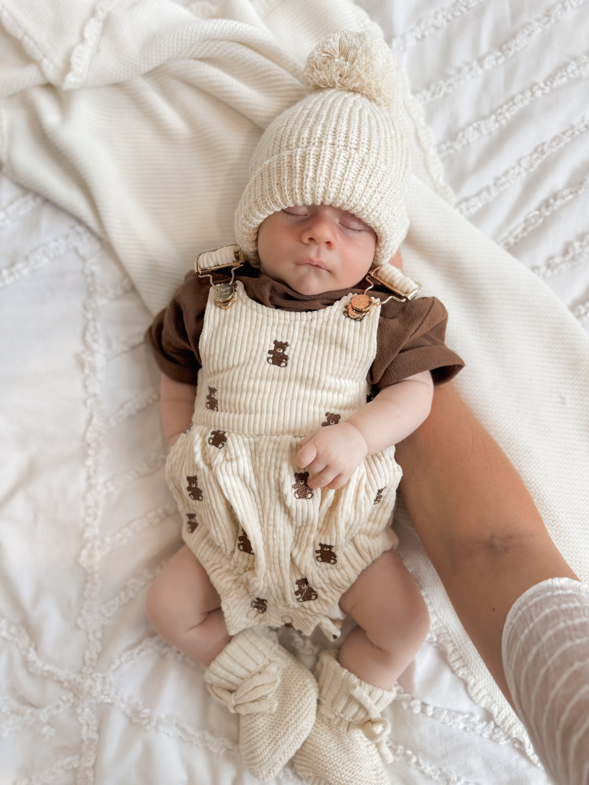 Corduroy Overall Romper - Teddy Bear