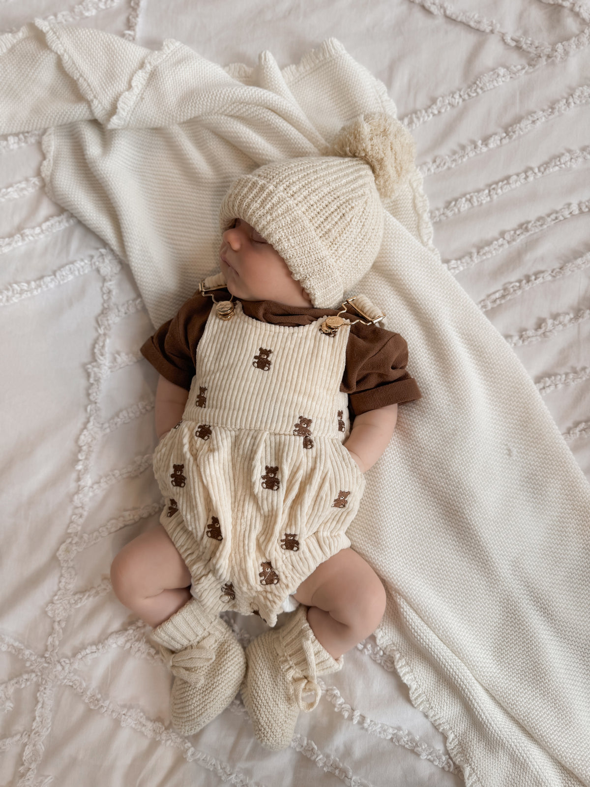 Corduroy Overall Romper - Teddy Bear