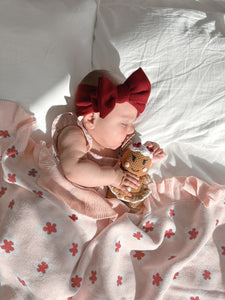 Heirloom Poppy Frill Knit Blanket - Blush Floral