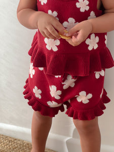 Red Posy Knit Tie Set