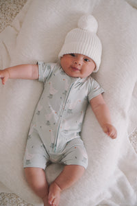 Short Sleeve Bamboo Growsuit - Puddle Duck