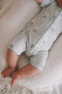 Short Sleeve Bamboo Growsuit - Puddle Duck