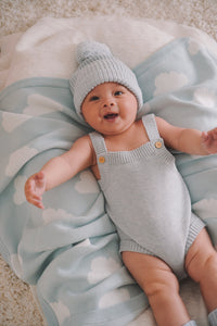 Powder Blue Singlet Mini Knit Romper