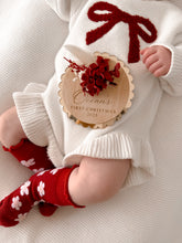 Load image into Gallery viewer, Red Bow Long Sleeve Frill Leg Romper