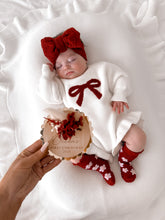 Load image into Gallery viewer, Red Bow Long Sleeve Frill Leg Romper