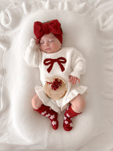 Load image into Gallery viewer, Red Bow Long Sleeve Frill Leg Romper