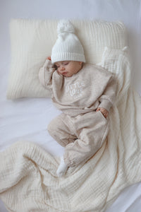 'Little Love Club' Cosy Merino Tracksuit - Beige - PRE ORDER EST DISPATCH MID MAY