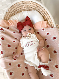 'My First Christmas' Singlet Frill Knit Romper