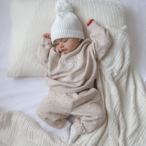 'Little Love Club' Cosy Merino Tracksuit - Beige - PRE ORDER EST DISPATCH MID MAY