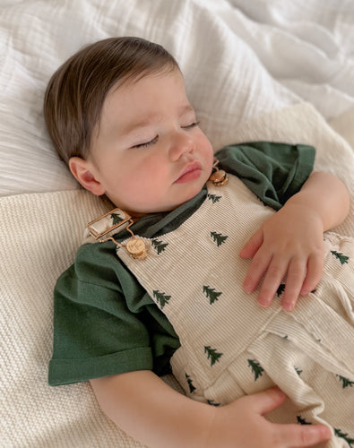 Corduroy Shortalls & Tee Bundle - Christmas Tree