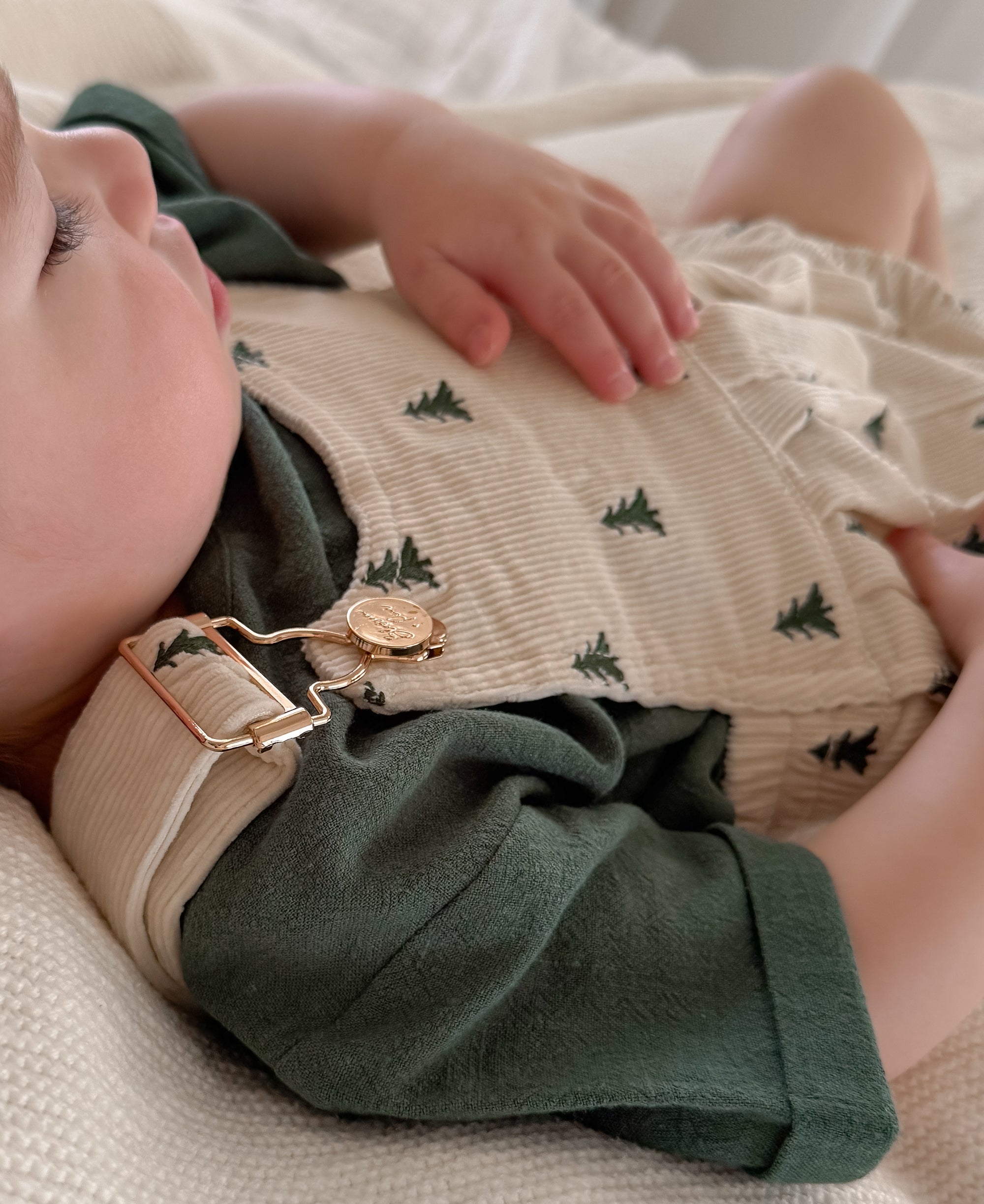 Corduroy Overall Romper - Christmas Tree