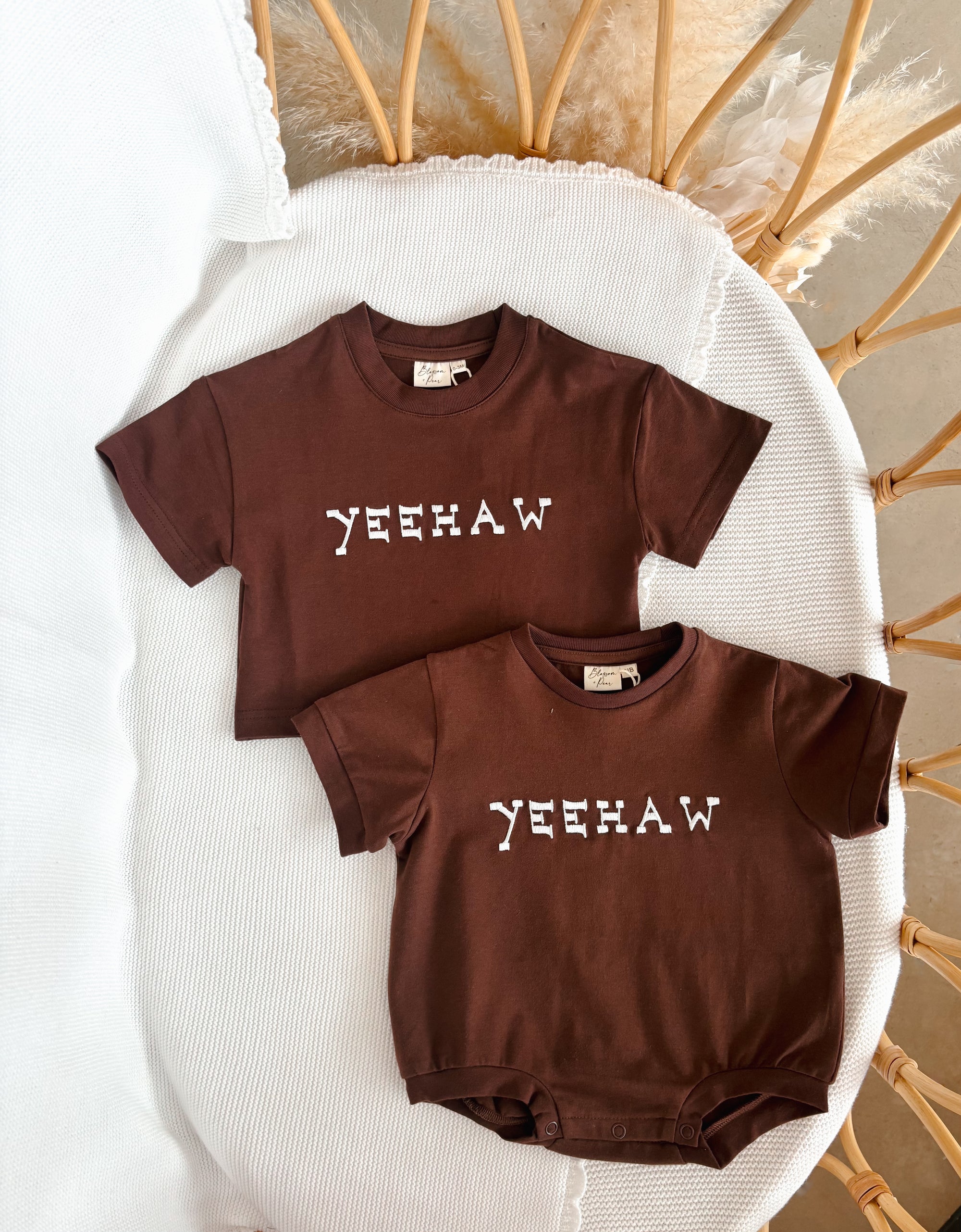 'Yeehaw' Slouch Romper - Espresso