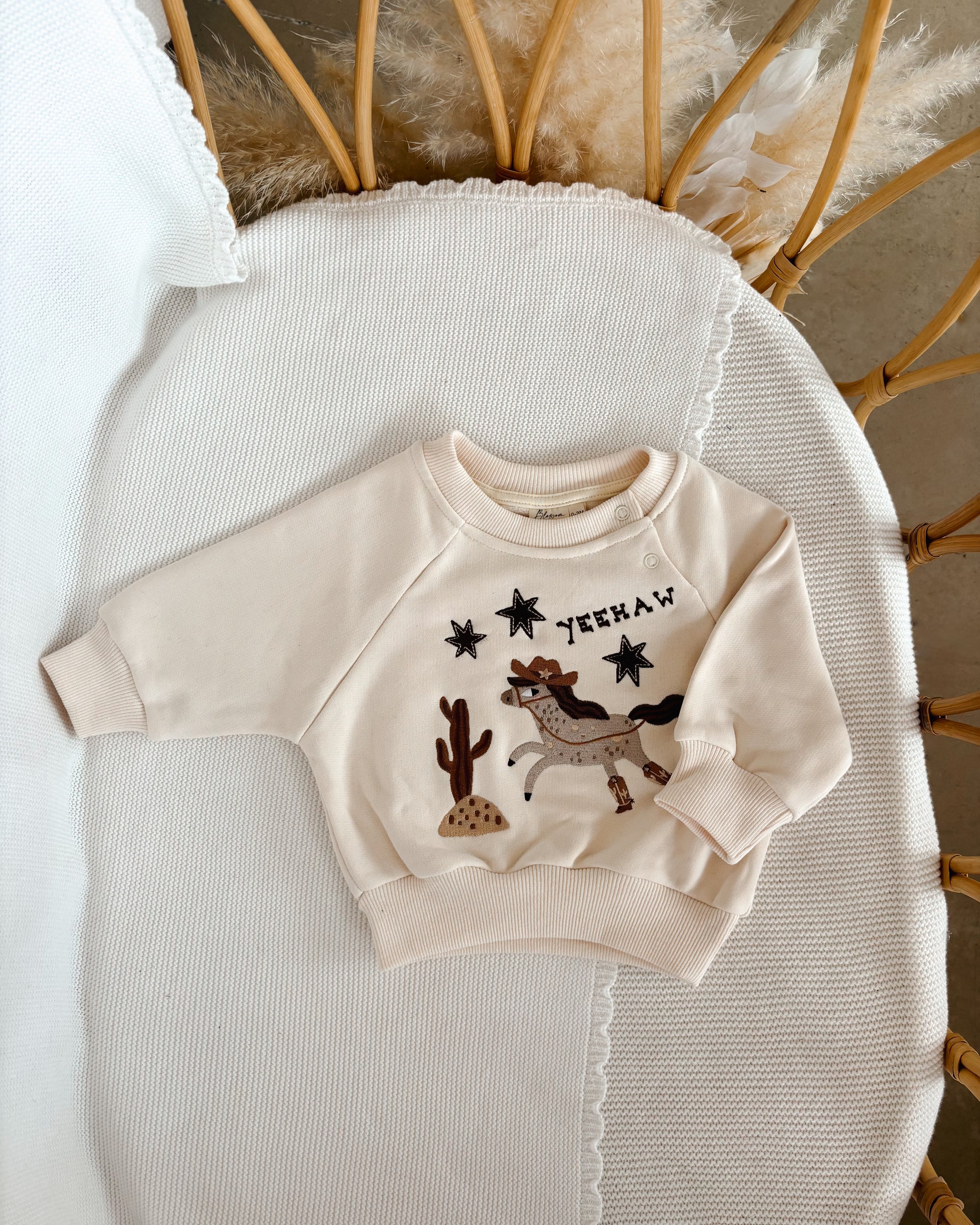 'Yeehaw' Crew Sweater - Sand