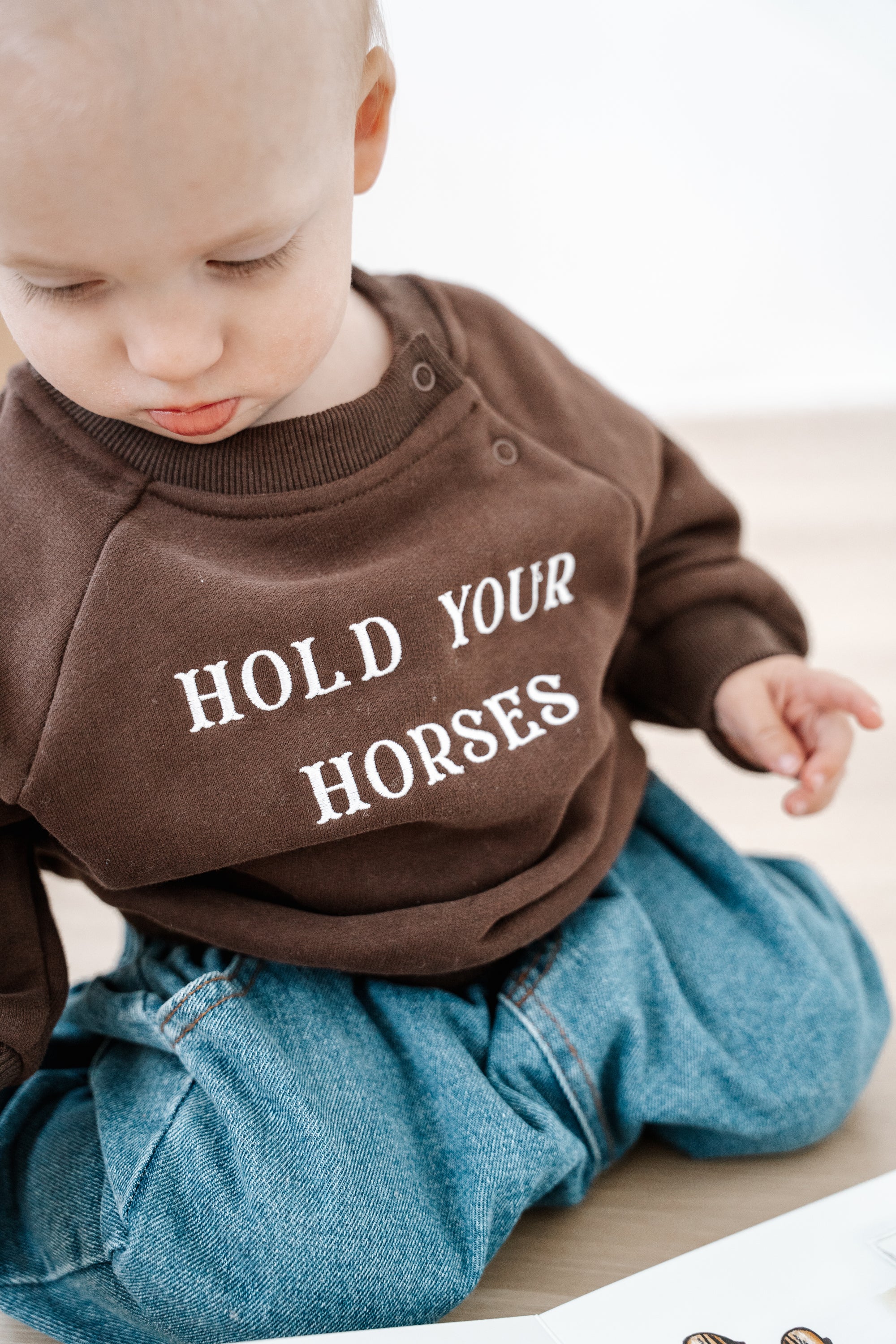 'Hold Your Horses' Crew Sweater - Espresso