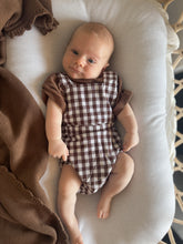 Load image into Gallery viewer, Cocoa Gingham - Cross Back Romper