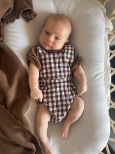 Cocoa Gingham - Cross Back Romper