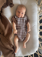 Load image into Gallery viewer, Cocoa Gingham - Cross Back Romper