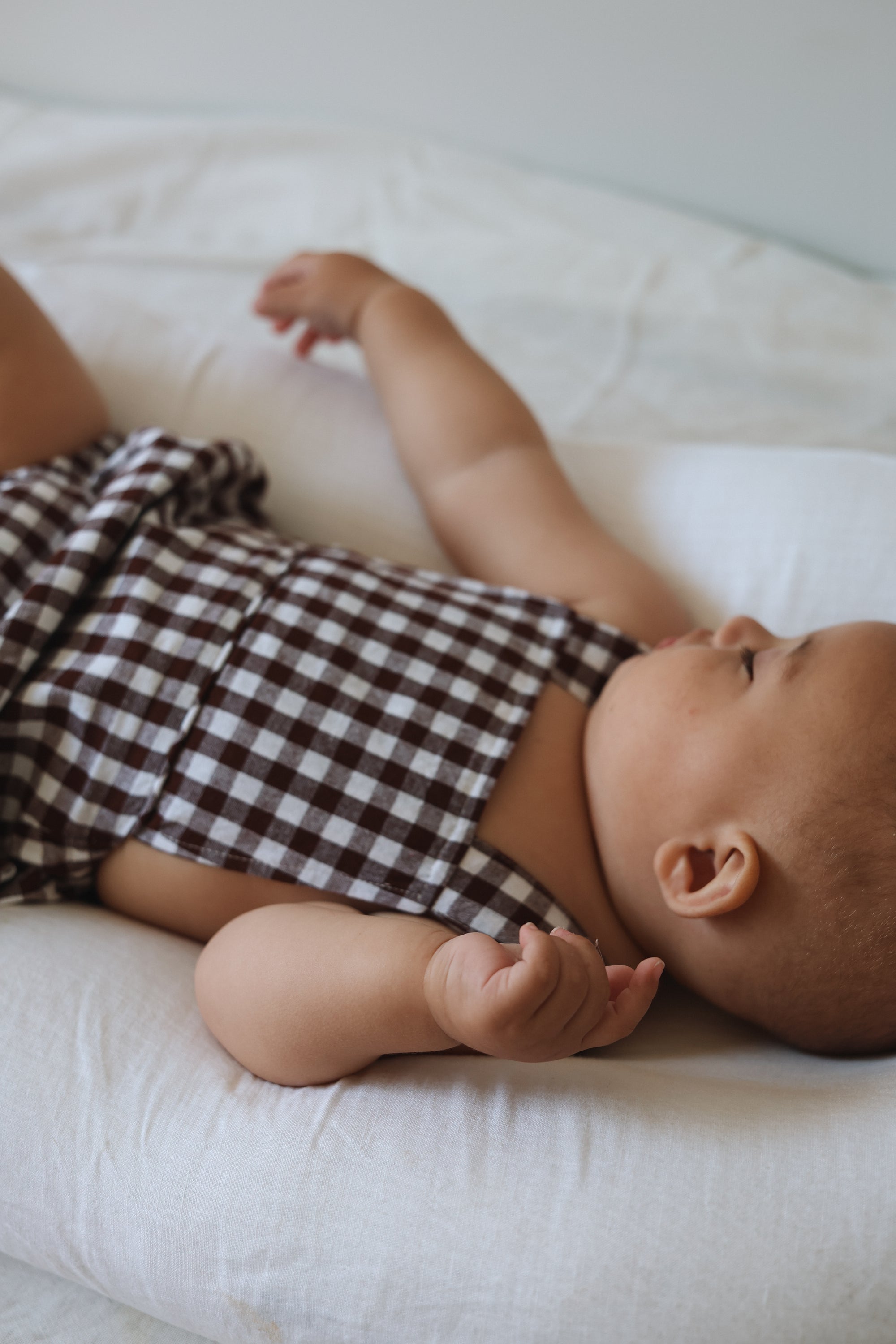 Cocoa Gingham - Cross Back Romper