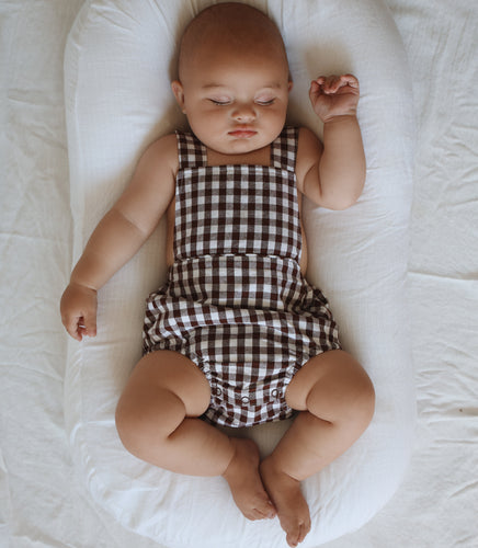 Cocoa Gingham - Cross Back Romper