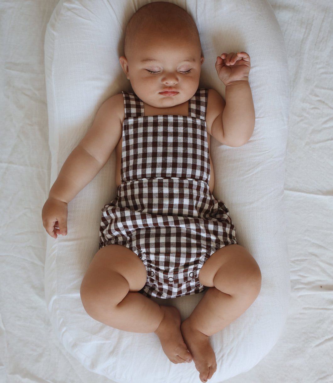 Cocoa Gingham - Cross Back Romper