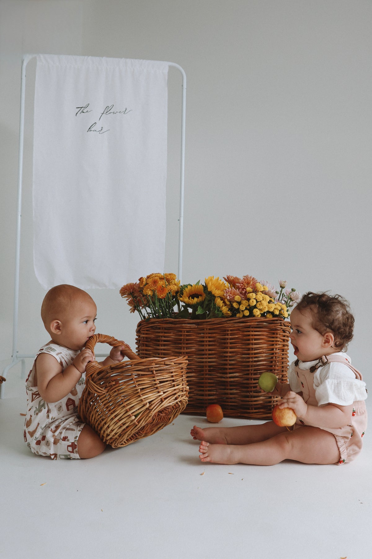 Denim Overall Romper - Strawberry Dreams