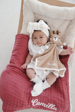 Load image into Gallery viewer, Heritage Muslin Blanket - Burgundy with Lace Trim