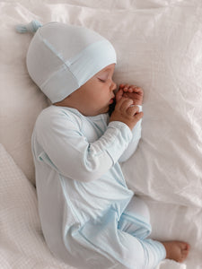 Ribbed Bamboo Knotted Beanie - Sky Blue