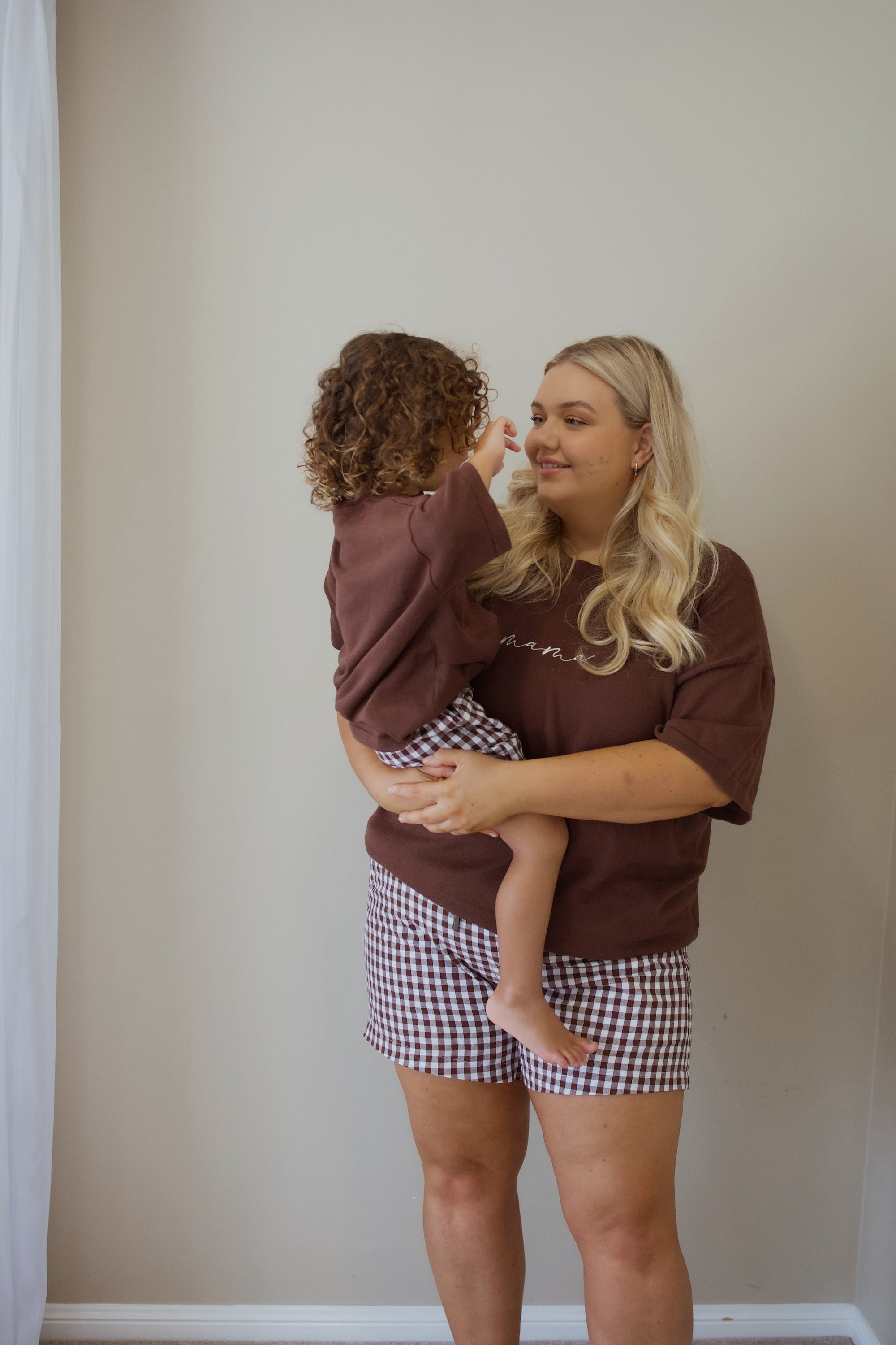Ladies Cocoa Gingham Shorts