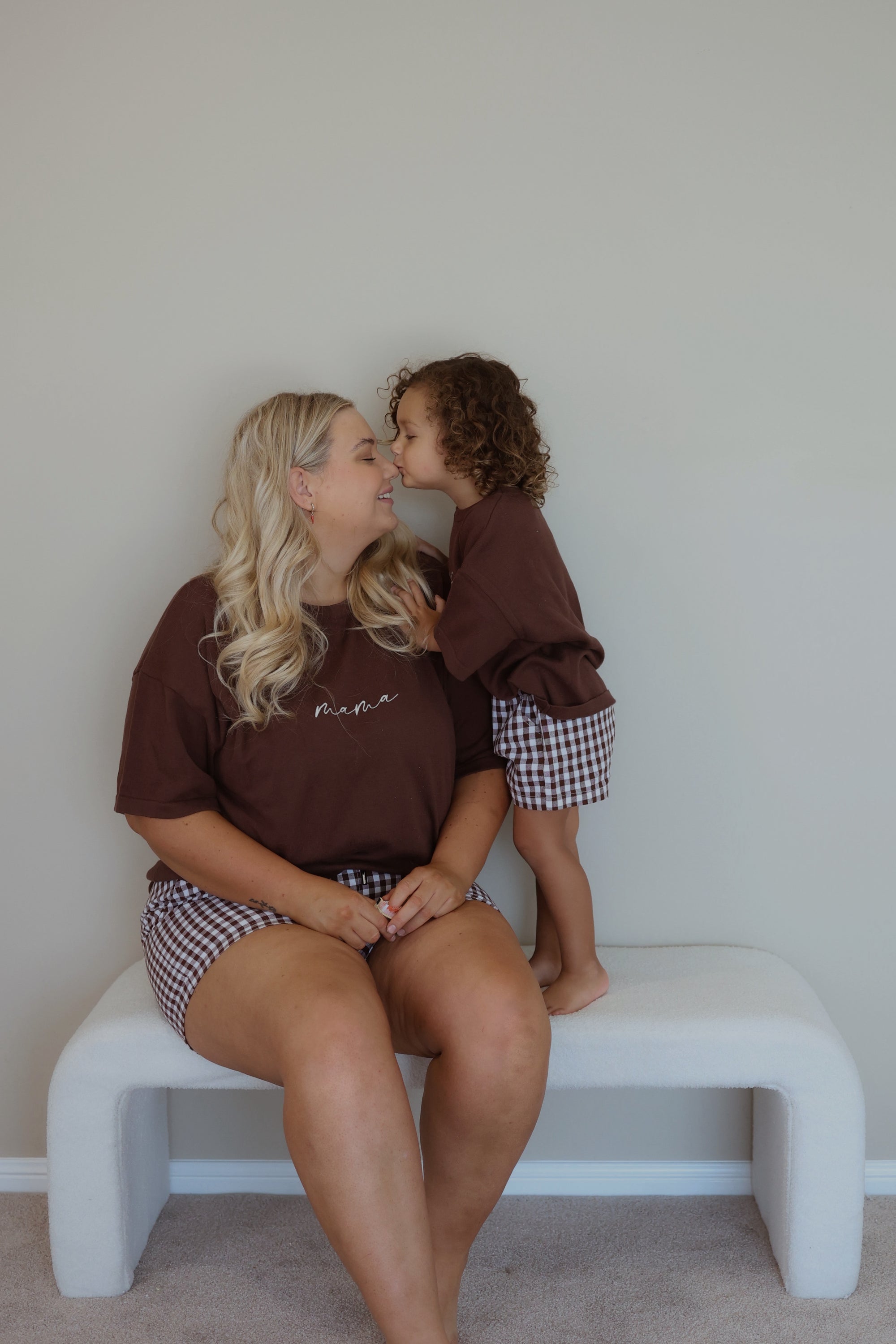Ladies Cocoa Gingham Shorts