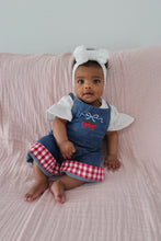 Load image into Gallery viewer, Strawberry Picnic Denim Overalls