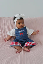 Load image into Gallery viewer, Strawberry Picnic Denim Overalls