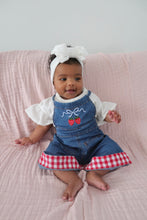 Load image into Gallery viewer, Strawberry Picnic Denim Overalls