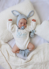 Load image into Gallery viewer, Personalised 'First Easter' Chunky Knit Romper - Cloud