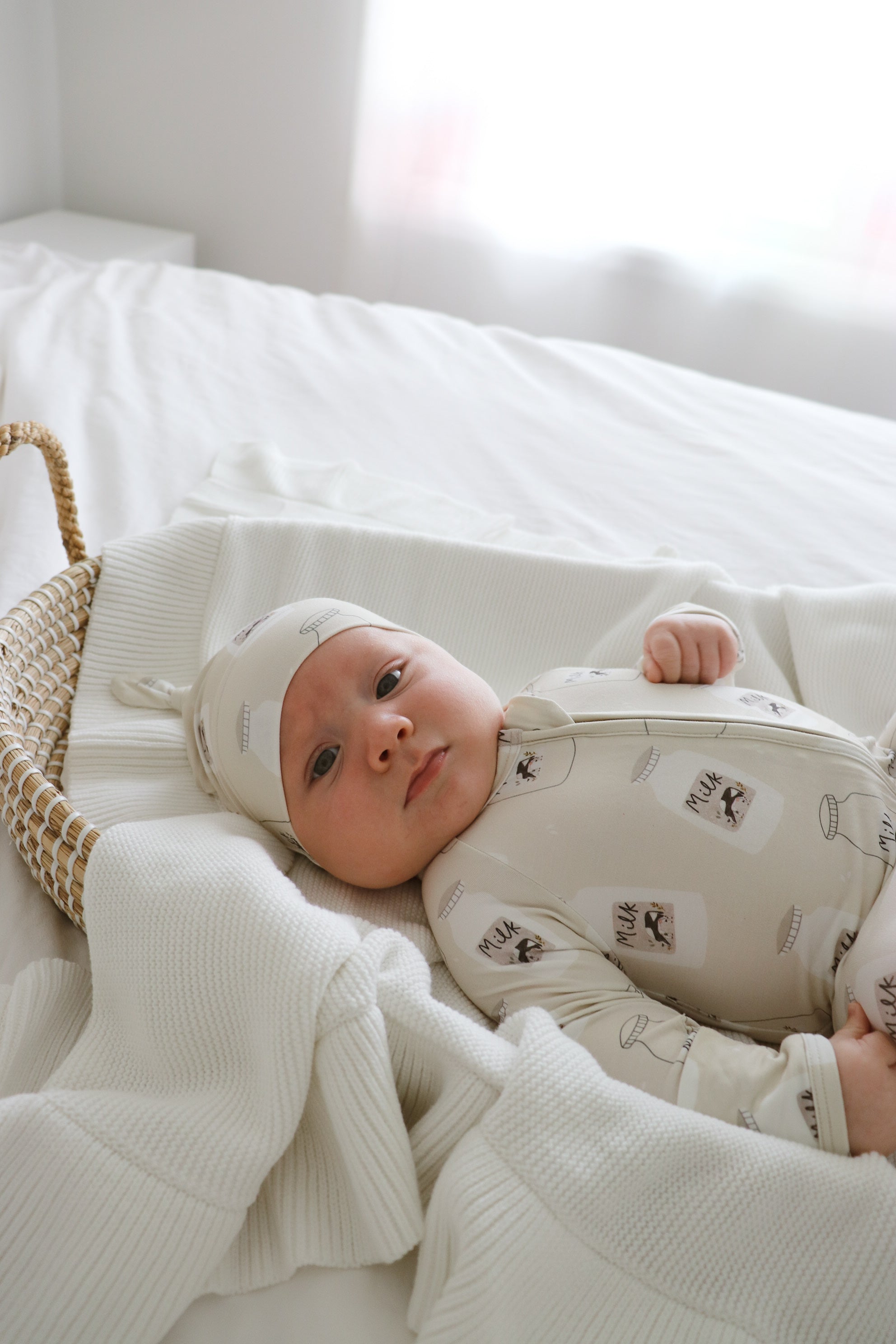 SALE Bamboo Knotted Beanie - Milk Bottle