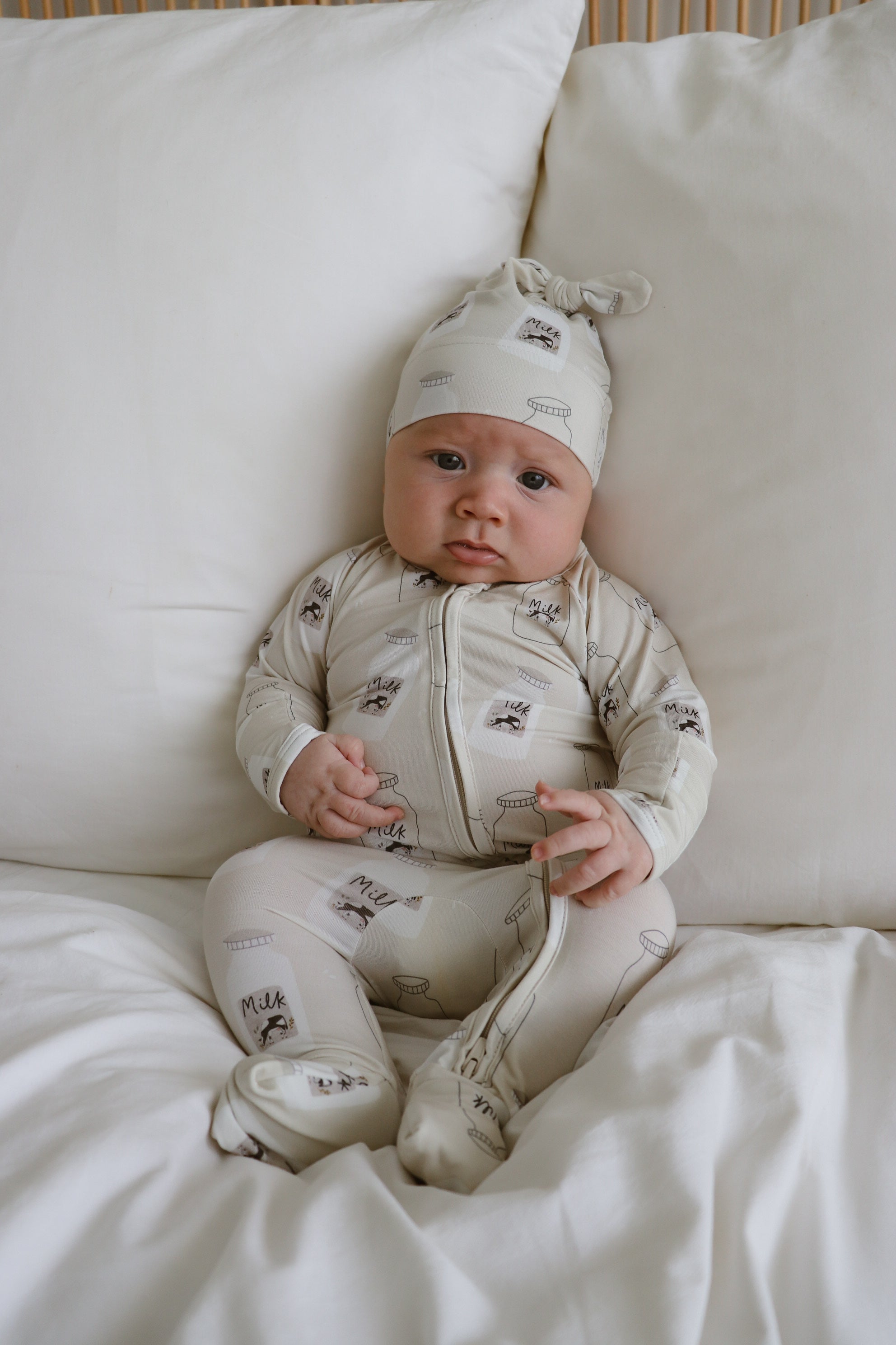 SALE Bamboo Knotted Beanie - Milk Bottle