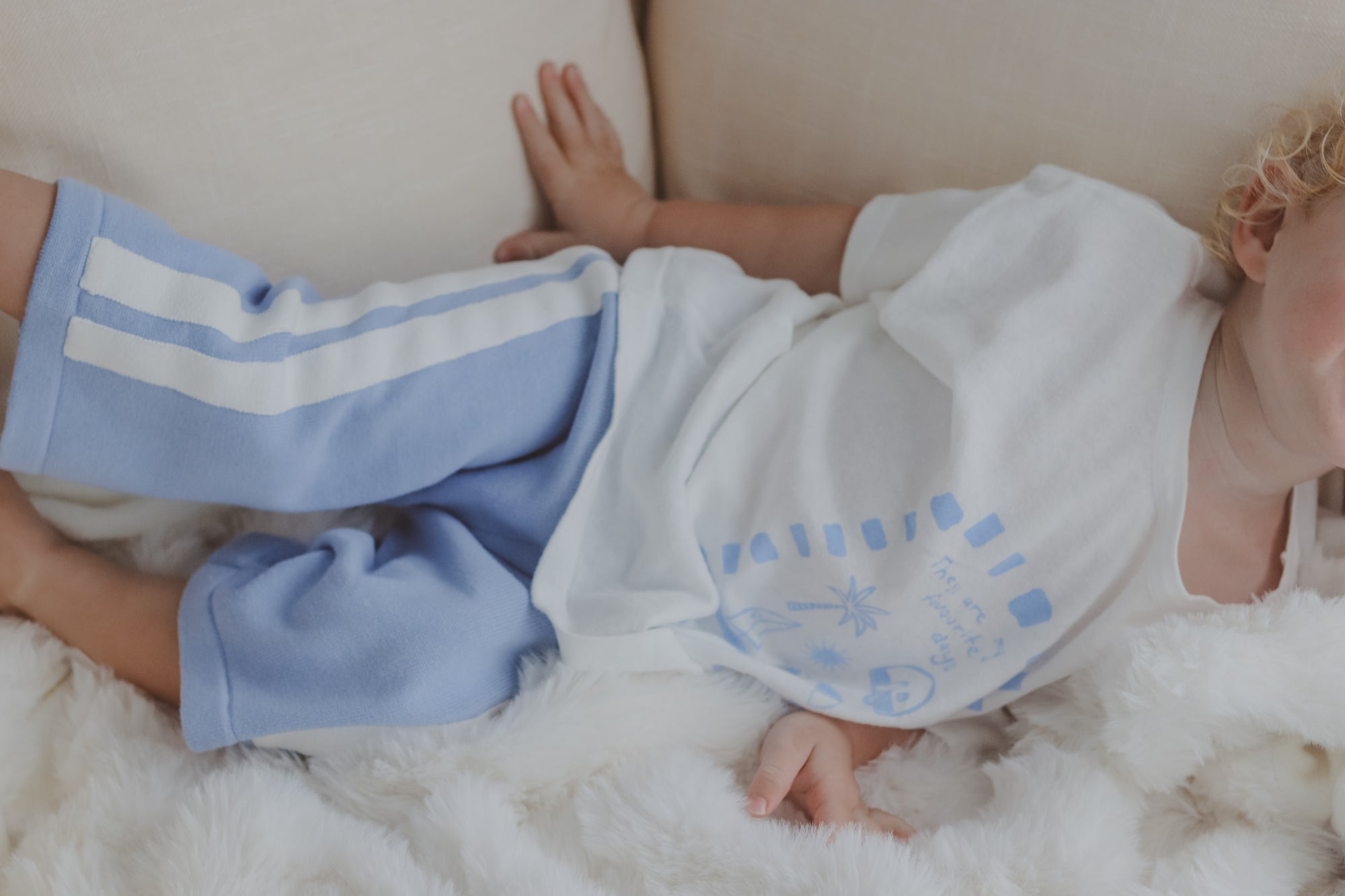Quinn Pant - Mini - Blue with White Stripes