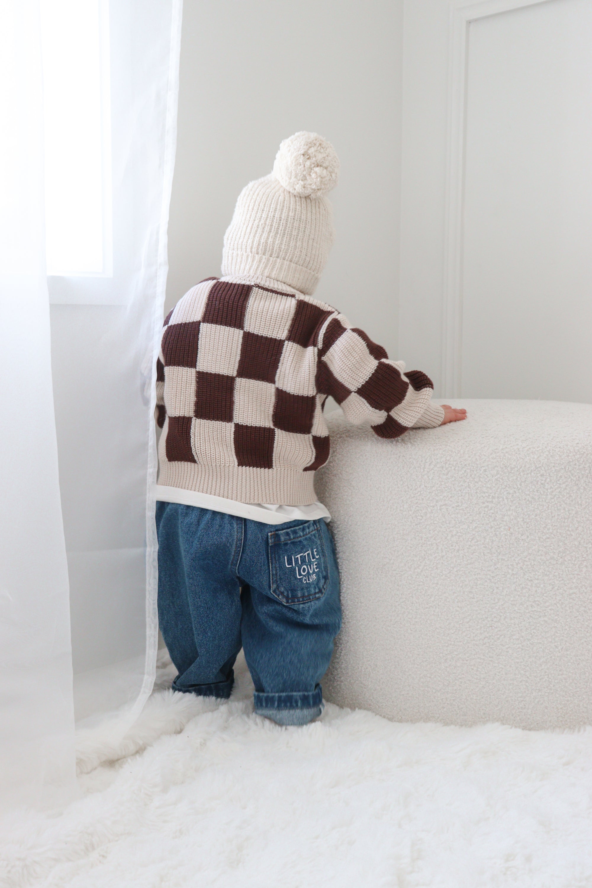 Checkered Knit Cardigan