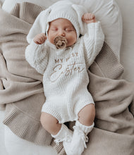 Load image into Gallery viewer, &#39;My First Easter&#39; Long Sleeve Knit Romper - Cloud