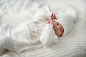 'Hello World' Mini Knit Sweater - Milk