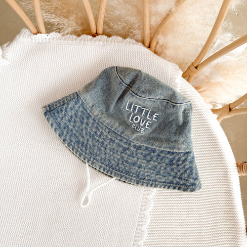 'Little Love Club' Vintage Blue Denim Bucket Hat