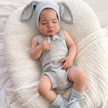 Load image into Gallery viewer, ‘My First Easter’ Singlet Knit Romper, Flopsy Bonnet &amp; Booties Bundle - Powder Blue