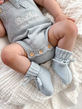 Load image into Gallery viewer, ‘My First Easter’ Singlet Knit Romper, Flopsy Bonnet &amp; Booties Bundle - Powder Blue
