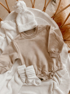 Long Sleeve Bubble Romper - Fawn