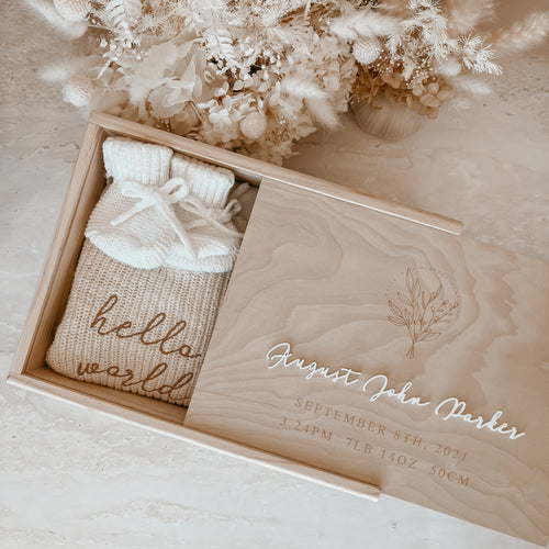 Wooden Personalised Baby Keepsake Box