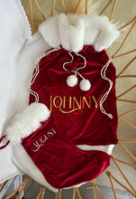 Load image into Gallery viewer, Personalised Holiday Velvet Stocking (New) - Burgundy
